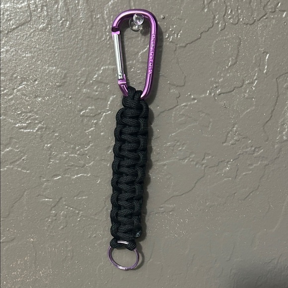 2wenty8 Other - Black Paracord Keychain with Purple Carabiner and Purple Key Ring | 7 inches